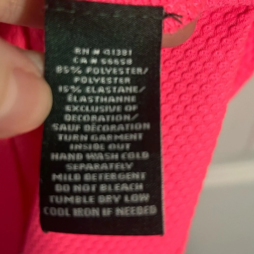 Lauren Ralph Lauren neon pink black waffle-knit 1/4-zip athletic top Size Large - Picture 8 of 12